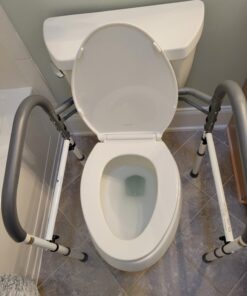 Vaunn Deluxe Folding Safety Toilet Rail, Adjustable and Foldable Toilet Safety Frame, Bathroom Handrail Assist Grab Bar Handle, Gray 41 61IjjC3vQL