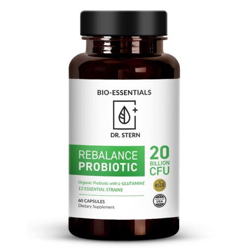 Rebalance Probiotic Supplement - Dr. Ian Stern Formulated - for Superior Digestion & Immunity – W/Organic Prebiotic & L-Glutamine - 20 Billion CFU - 60 Capsules