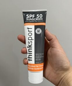 Thinksport SPF 50 Mineral Sunscreen – Safe, Natural Sunblock for Sports & Active Use - Water Resistant Sun Cream –UVA/UVB Sun Protection – Vegan, Reef Friendly Sun Lotion, 3 Fl Oz (Pack of 1) 3 Fl Oz (Pack of 1) 45 61InbNkBmJL