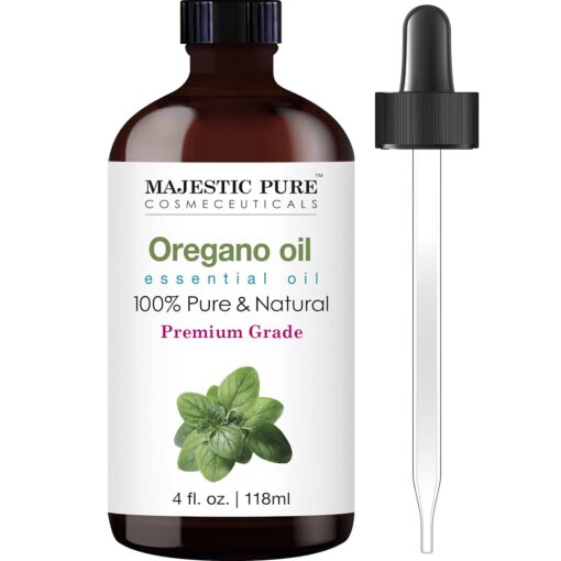 MAJESTIC PURE Oregano Essential Oil, Premium Grade, Pure and Natural Premium Quality Oil, 4 fl oz 4 Fl Oz (Pack of 1)