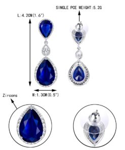EVER FAITH Silver-Tone Full Cubic Zirconia Birthstone Tear Drop Dangle Earrings Blue 10 61IoFZp61nL