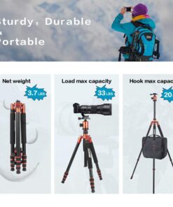 ZOMEI Heavy Duty Camera Tripod Travel Z818 Aluminium Alloy Monopod with 360 Panorama Ball Head Quick Release Plate(Orange) Orange 25 61IpS6pszXL