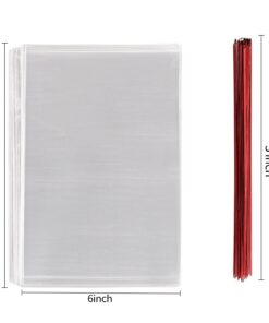 Alternative view of 100 Pcs 10 in x 6 in(1.4mil.) Clear Flat Cello Cellophane Treat Bags Good for Bakery, Cookies, Candies,Dessert with 5 random Twist Ties! 100PCS(10x6 Inch)