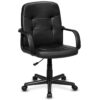 Giantex Executive Chair Mid Back Office W/Arms and Swivel Wheels, Ergonomic PU Leather for Home Office Use Computer Desk Task Chair 15 61IuZHddogL