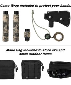 iunio Camping Axe, Hatchet with Sheath, Multi-Tool, Camp Ax, Survival Gear, Folding Portable Tools, for Hiking, Backpacking, Emergency, Hunting, Outdoor Black with Bag 25 61IuimVtgAL