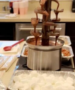 Nostalgia 4 Tier Electric Chocolate Fondue Fountain Machine for Parties - Melts Cheese, Queso, Candy, and Liqueur - Dip Strawberries, Apple Wedges, Vegetables, and More - 32-Ounce - Stainless Steel Original 30 61IvAmr0niL