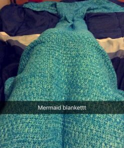 LAGHCAT Mermaid Tail Blanket Crochet Mermaid Blanket for Adult, Soft All Seasons Snuggle Mermaid Sleeping Bag Blankets 71"x35.5" Blue 38 61IvAx4Ja4L