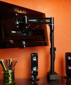 Mount-It! Single Monitor Arm Mount | Desk Stand | Heavy Duty Full Motion Height Adjustable | Fits 19 21 24 27 29 30 in VESA 75 100 Compatible Computer Screen | C-Clamp Base | Holds up to 33 Lbs 52 61IvT1eWObL