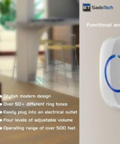 SadoTech Wireless Doorbell for Home - Battery Operated, 1000 Feet, Waterproof Door Bell w/LED Flash, 1 push button + 1 receiver, Waterproof White 41 61IwOs7QXnL