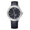 Mondaine - Helvetica MH1.B1220.LB - Mens Watch 43mm - Wrist Watch Date Black Leather Strap 30m Waterproof Sapphire Crystal Stainless Steel case - Mens Watches - Made in Switzerland