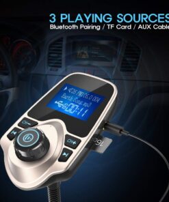Nulaxy Bluetooth Car FM Transmitter Audio Adapter Receiver Wireless Handsfree Voltmeter Car Kit TF Card AUX 1.44 Display - KM18 Golden 27 61IxS2bkOYL