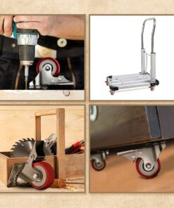 Online Best Service 4 Pack Caster Wheels Swivel Plate On Red Polyurethane Wheels (2 inch with Brake) 2 inch with Brake 19 61IyicnwbaL