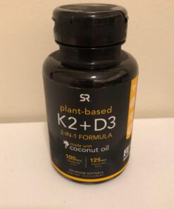 Sports Research Vitamin D3 + K2 with 5000iu of Plant-Based D3 & 100mcg of Vitamin K2 as MK-7 - Vegan Certified & Non-GMO Verified - 120 Softgels 120 Count (Pack of 1) 32 61IyyweIeqL