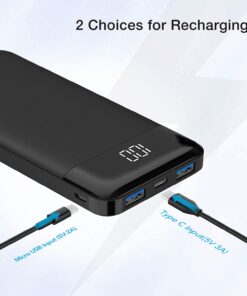 Charmast Portable Charger, USB C Battery Pack, 3A Fast Charging 10400mAh Power Bank LED Display, Slim Portable Phone Battery Charger for iPhone 13 12 11 X 8 7 Samsung S21 S20 Google LG OnePlus iPad Black 32 61J XQ2Bl3L