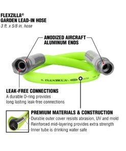 Flexzilla Garden Lead-In Hose 5/8 in. x 3 ft., Heavy Duty, Lightweight, Drinking Water Safe, ZillaGreen - HFZG503YW-E 5/8" x 3' (feet) 23 61J0PJRNksL