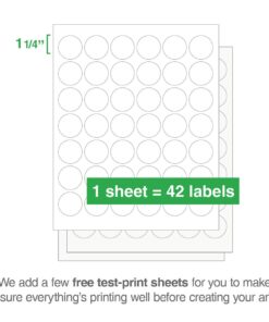 ChromaLabel 1.25 Inch Round Printable Labels for Laser and Inkjet Printers, 1050 Stickers per Pack, 42 Stickers per Sheet, White 26 61J0RndK3HL