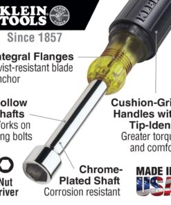 Klein Tools 630-5/16 Nut Driver, 5/16-Inch Tip Nut Driver with 3-Inch Hollow Shaft, Cushion Grip Handle 6 61J48dRO4AL