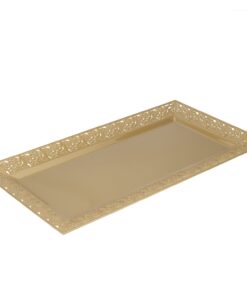 Silver Spoons and More lace Rim 14" x 7.5" Heavyweight Plastic Set of 2 Serving Trays, gold 20 61J56C8kTPL