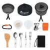 Bisgear 16pcs Camping Cookware Backpacking Stove Mess Kit – Camping Cooking Set - Camping Pots and Pans Set - Camping Accessories Equipment - Backpacking Supplies Survival Gear Black