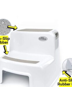 Dual Height 2 Step Stool for Kids | Slip Resistant Soft Grip Toddler's Stool for Potty Training and Use in The Bathroom or Kitchen | BPA Free for Comfort and Safety (1 Pack, Grey) 1 Count (Pack of 1) Gray 26 61JBi7aLEvS