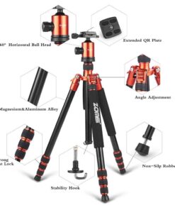 ZOMEI Heavy Duty Camera Tripod Travel Z818 Aluminium Alloy Monopod with 360 Panorama Ball Head Quick Release Plate(Orange) Orange 22 61JBjFIQgjL