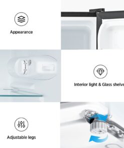 Midea WHD-113FB1 Double Door Mini Fridge with Freezer for Bedroom Office or Dorm with Adjustable Remove Glass Shelves Compact Refrigerator, 3.1 cu ft, Black 37 61JCJGO1C9L