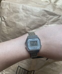 Casio Ladies Mid-Size Silver Tone Digital Retro Watch LA-680WA-7DF 27 61JDSIV6SZL
