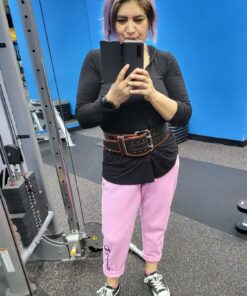 Weight Lifting Belt (5mm Thick) - Leather Weight Lifting Belt for Women & Men - Functional Workout Belt - Gym Belt for Weightlifting, Powerlifting, Squat & Deadlift - Adjustable Weightlifting Belt Black/Red Medium 58 61JErGFF4L