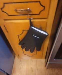 KITCHEN PERFECTION XL Silicone Smoker Oven Gloves-Extreme Heat Resistant BBQ Gloves-Handle Hot Food Right on Your Grill Fryer&Pit|Waterproof Grilling Cooking Baking Mitts|Superior Value Set+3 Bonuses Black X-Large 11 61JFXRaTSfL