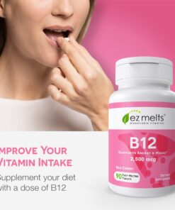 EZ Melts Dissolvable B12 Vitamin 2,500 mcg, Methylcobalamin, Sugar-Free, 3-Month Supply. 20 61JHAFRDy1L
