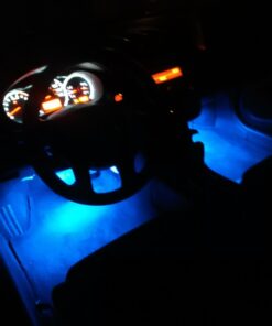 LEDGlow 4pc Blue LED Interior Footwell Underdash Neon Lighting Kit for Cars & Trucks - 7 Unique Patterns - Music Mode - 8 Brightness Levels - Auto Illumination - Includes Cigarette Power Adapter 35 61JKhKa0rL 1