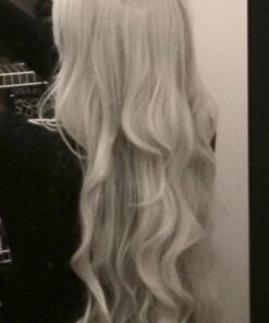 Rbenxia Curly Cosplay Wig Long Hair Heat Resistant Spiral Costume Wigs Anime Fashion Wavy Curly Cosplay Daily Party Silver 32" 80cm 46 61JM2iATqeL