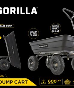 Gorilla Carts Poly Garden Dump Cart with Easy to Assemble Steel Frame, Camping Beach Wagon w/Quick Release System, 600 Pound Capacity, & 10 Inch Tires 34 61JMIYoPigL 1