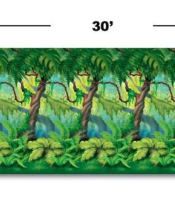 Beistle Jungle Trees Wall Backdrop, 4’ x 30’ – Photo Backdrop, Easy to Adhere Wall Covering, Tropical Party Decorations, Jungle Party Decorations, Greenery Backdrop, Party Decor 26 61JO6tLGjmL