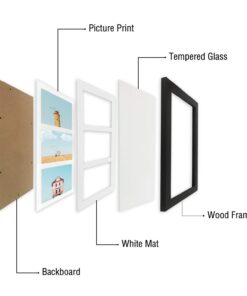 Golden State Art, 7x14 Black Photo Wood Collage Frame with Mat displays (3) 4"x6" Pictures 1 Pack Wood - Black With White Mat 23 61JQTuqLvBL