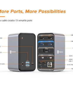 USB C Docking Station Dual Monitor for MacBook Pro/Air, 13-in-2 Triple Display Laptop USB-C Hub, Type C Dock with 2 4K HDMI, VGA, PD3.0, 7 USB, RJ45, 3.5mm Audio 35 61JS an4vbL