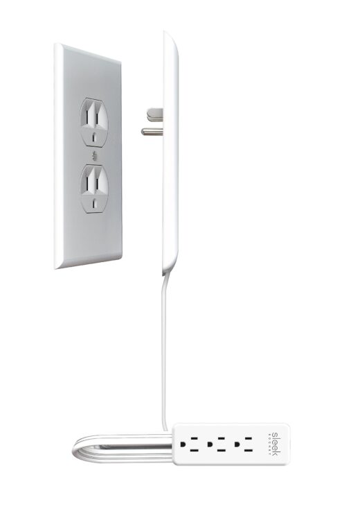 Sleek Socket - The Original & Patented Ultra-Thin Outlet Concealer with Cord Concealer Kit, 3 Outlet, 3-Foot Cord, Universal Size, UL Certified (Ideal for Kitchens, Small Spots & Behind Furniture) 3 ft Flagship