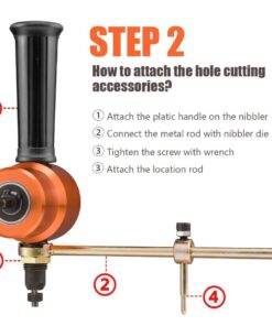 REXBETI Double Headed Sheet Metal Nibbler, Drill Attachment Metal Cutter with Extra Punch and Die, 1 Cutting Hole Accessory and 1 Step Drill Bit, Perfect for Straight Curve and Circle Cutting (Gold) 22 61JVUUN8ksL