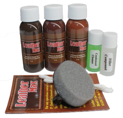 Leather Max Complete Leather Refinish, Restore, Recolor & Repair Kit/Now with 3 Color Shades to Blend with/Leather & Vinyl Refinish (Bold Brown) Bold Brown