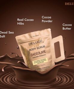 Deluge Chocolate Scrub for Cellulite and Stretch Marks, Body Exfoliant and Hydrating Cellulite Treatment with Shea Butter, Coconut Oil and Dead Sea Salt Firms, Tones and Moisturizes Skin (10 oz) 10.00 Ounce (Pack of 1) 10 61JWaSrUu6L