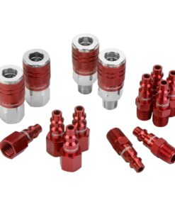 ColorConnex Coupler & Plug Kit, Industrial Type D, 1/4" NPT, Red, 14-Piece - A73458D