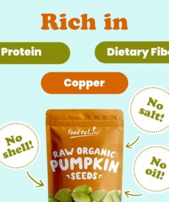 Organic Raw Pepitas, 2 Pounds – Non-GMO, Pumpkin Seed Kernels, Unsalted, No Oil, No Shell, Vegan, Kosher, Bulk. Keto Snack. High in Protein, Essential Fatty Acids. Great for Baking, and as a Topping pumpkin, kosher 2 Pound (Pack of 1) 14 61JZQK1hanL