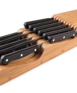 Bellemain 100% Pure Bamboo in Drawer Knife Block | Knife Drawer Organizer | Store Knives Safely with The Blades Down | Storage Solution for Your Kitchen | Knife Organizer Drawer Insert 36 61JZd6khUfL