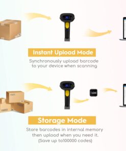 NADAMOO Wireless Barcode Scanner 328 Feet Transmission Distance USB Cordless 1D Laser Automatic Barcode Reader Handhold Bar Code Scanner with USB Receiver for Store, Supermarket, Warehouse Gray 23 61JaXVDXatL