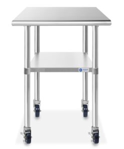 Alternative view of GRIDMANN NSF Stainless Steel Work & Prep Table 30 x 24 Inches with Caster Wheels and Under Shelf for Restaurant, Home, Hotel 30 in Long x 24 in Deep