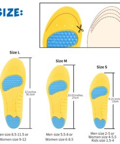 Sports Shoe Insoles (2 Pairs) Sports Shock Absorption Shoes Insoles Plantar Fasciitis Orthotic Heel Pain Relief Memory Foam Inserts 2pairs-S: Men’s 2-5 / Women’s 4-5.5 / Kids 1.5-4 10 61JcSP9WcCL