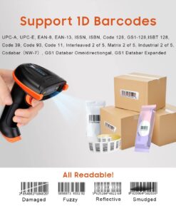 Tera Barcode Scanner Wireless 1D Laser Cordless Barcode Reader with Battery Level Indicator, Versatile 2 in 1 2.4Ghz Wireless and USB 2.0 Wired 1D Orange 23 61Jl8EJUcbL