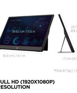 ViewSonic VA1655 15.6 Inch 1080p Portable IPS Monitor with a Built-in Stand, Mobile Ergonomics, USB C, Mini HDMI and Protective Case for Home and Office,Black 35 61JmL5QeNYL
