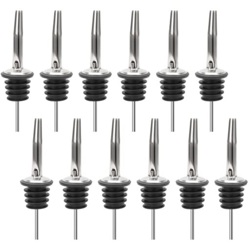 JBtek (12 Pack Stainless Steel Classic Bottle Pourers w/Tapered Spout