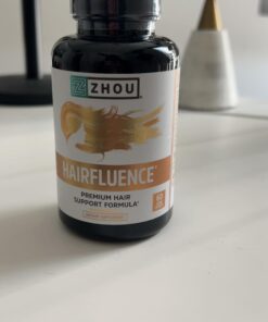 Zhou Hairfluence, Hair Growth Supplement with Biotin 5000mcg, Collagen, Keratin, Vitamin A, C, D3 & B12, Stronger Hair Skin and Nails, Non-GMO, Gluten Free, 60 Veg Caps 46 61JnOA9dMzL